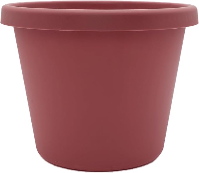 The HC Companies Prima Round Plastic Plant Pot w/Rolled Rim - Lightweight & UV Resistant Flower Pot for Herbs & More - Outdoor & Indoor Plant Pots w/Drainage (14 inch, Marsala, Pack of 1)