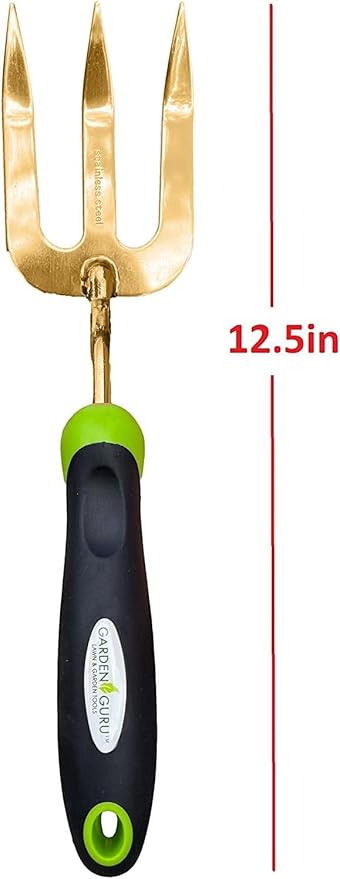 Garden Guru Titanium Hand Weeder Fork Tool – Rust Resistant – Ergonomic Handle – Great for Planting, Spreading Mulch, Weeding, Loosening & Transplanting Soil