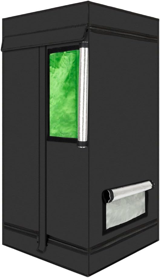 Outvita 2x2 Grow Tent, 24" x 24" x 48" High Reflective Mylar Hydroponic Plant Growing Room with Removable Floor Tray & Observation Window for Indoor Plant Flower Herb