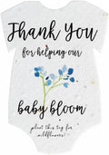 Seed Bloom Onesie Seed Paper – 15 Blue Shower Favors for Guests with Wildflower Seeds, Writable & Plantable, Shower Favor Gifts for Guest