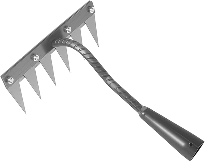 Iron Weeder Tool Without Long Handle, 6 Teeths Manual Weeder Remover Tool, Hand Weed Rake and Garden Hoe for Gardening, Heavy Duty Uprooting Weeding Pull for Yard, Lawn, Patio and Garden