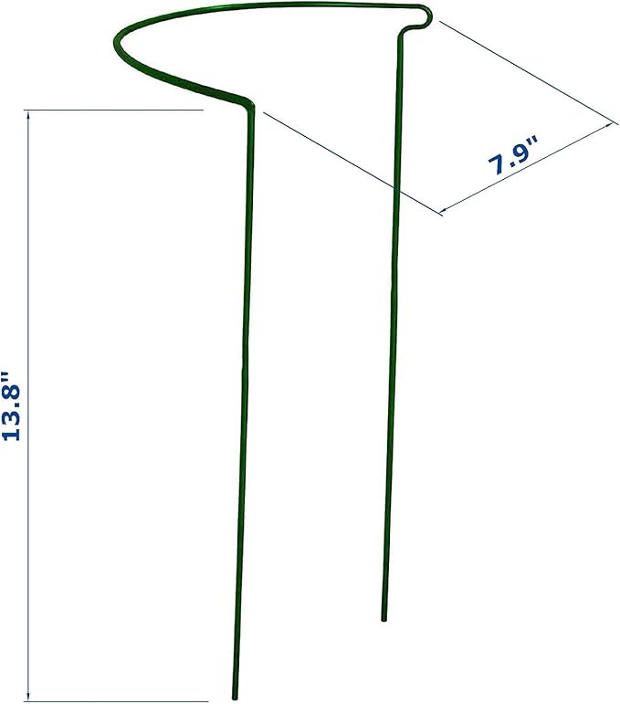 12 Pack 13.8 Inch High Plant Stake,Garden Plant Support,Half-Round Peony Cage Plant Ring Hoop