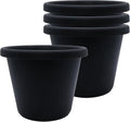 The HC Companies 7 Inch Classic Round Planter Pots with Drainage, Rolled Rim Plastic Planters for Indoor & Outdoor Plants, 4-Pack Decorative Flower Pots for Garden, Office & Home Decor, Black