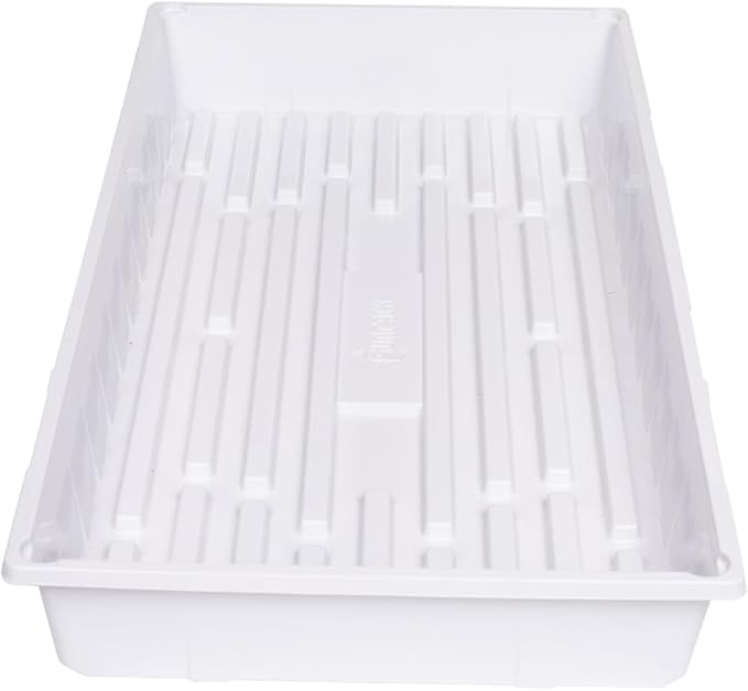 SUNPACK 10" x 20" Extra Strength Plastic Seed Starting Tray, White, 2.5" - No Drainage Holes, Ideal for Greenhouses or Indoor Gardening - Made of BPA-Free Plastic