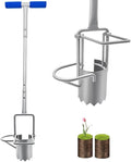 Updated Bulb Planter Long Handle for Digging, 5-in-1 Lawn and Garden Tool,sod Plugger Tool,Weeding,Soil Sampler, Transplanting,Sod Plugger Bulb Transplanting （Height Adjustable ）