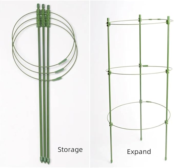 5 Packs Tomato Cages for Garden Cherry Tomato Cage Plant Support Structures, Vegetables Climbing Plants Plant Trellis for Climbing Vegetable Metal 18" with 1 Twist Tie 10 Plant Clip