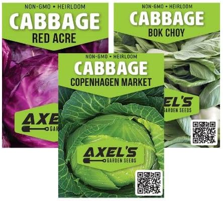 Cabbage Seeds for Planting - Plant & Grow Heirloom Cabbage Varieties Home Outdoor Garden – Easy Grow Planting Packet Instructions Included, Great Gardening Gift – 2 Packets of Each Variety