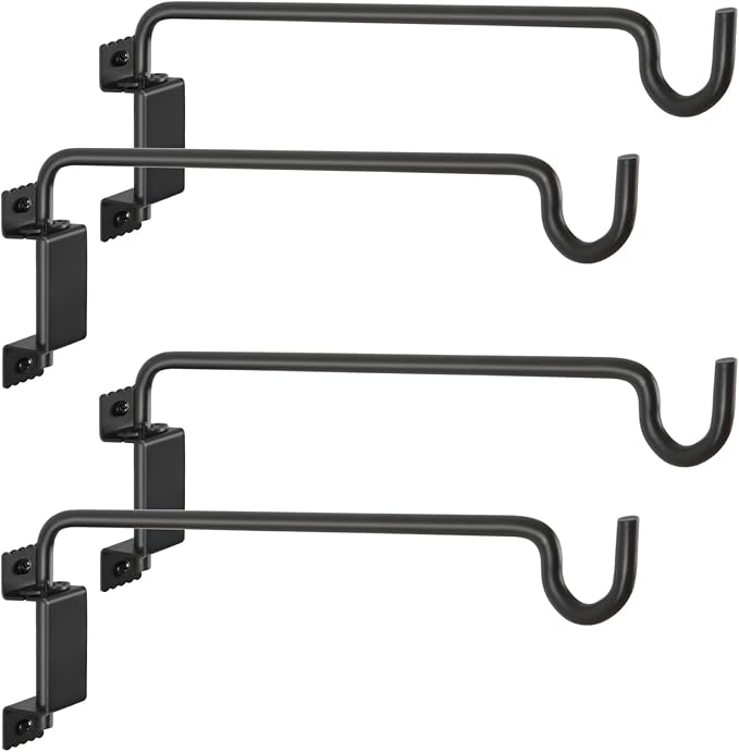 AILIN YELOKIE 16" 360° Swivel Plant Hanger (2-Pack) - Heavy Duty Solid Steel Wall Hook, 12-Directional Adjustable for Bird Feeders, Outdoor/Indoor Plants, Garden & Patio, Rust-Resistant Black