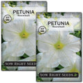 Sow Right Seeds - Snowball Petunia Seeds for Planting Outdoors - Non-GMO Heirloom Variety - Dwarf Flower - Easy to Grow White Petunias - Ideal for Flower Beds, Garden Borders, Containers (2)