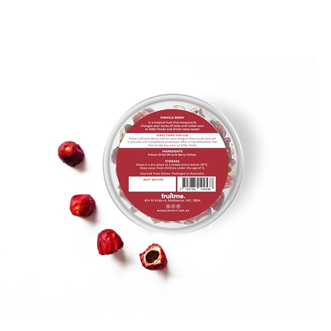 Miracle Berry Whole Fruit - 30 Gently Dried Miracle Fruit Seedless Halves - Sweeten Those Sour Moments with Unique Taste Changing Magic Berry