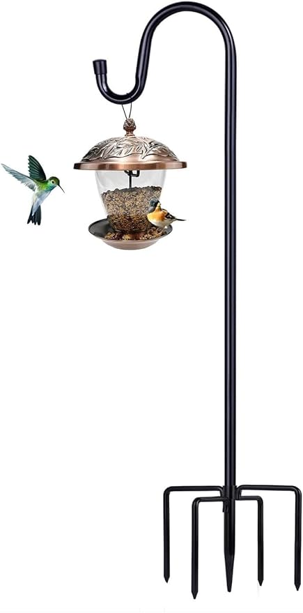 ToyHotels Shepherd Hooks for Outdoor, 1 Pack 94 Inch Bird Feeder Pole with 5 Prongs Base for Hanging Lantern, Hummingbird Feeder, Lightweight Plant, Shepherds Hook for Bird Feeders for Outside