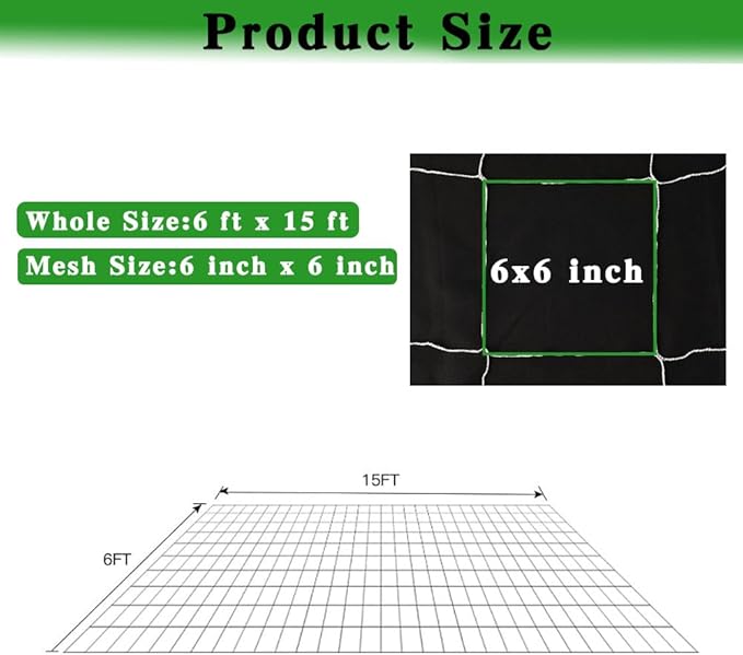 Trellis Netting for Climbing Plants 6x15Ft Garden Trellis Netting Plant Support Net Heavy Duty Climbing Net Trelliss for Vegetables Fruits Grape Beans Tomatoes Peas Pumpkin Flowers Cucumber Outdoor