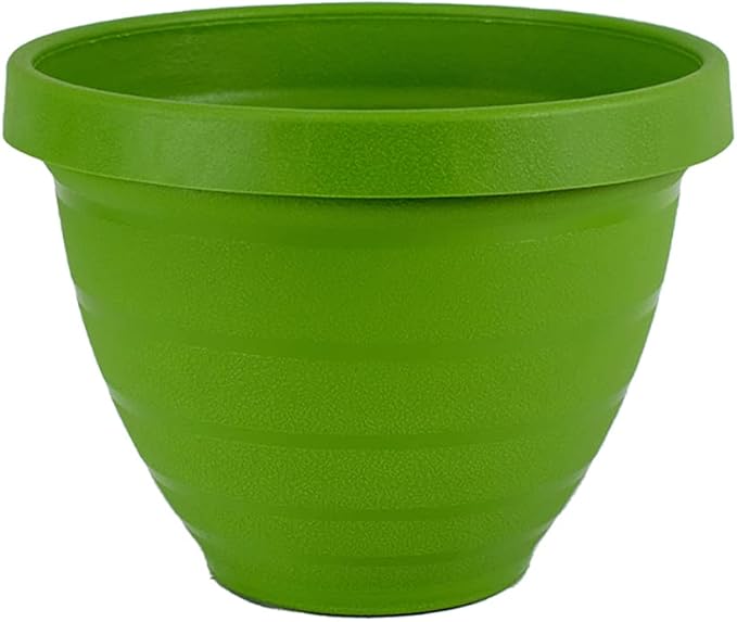 The HC Companies Rings Flower Planter - Self Watering Plant Pots for Herbs & More - Round Lightweight Outdoor & Indoor Planter (8” Green, Pack of 1)