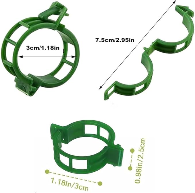 Plant Support Clips 50 PCS Reusable Tomato Clips Plastic Trellis Clips Garden Clips Secured Plastic Plant Clip for Climbing Plants Tomato Grape Vine Vegetables Plant Fixing Clips, 1.18" Inner Diameter