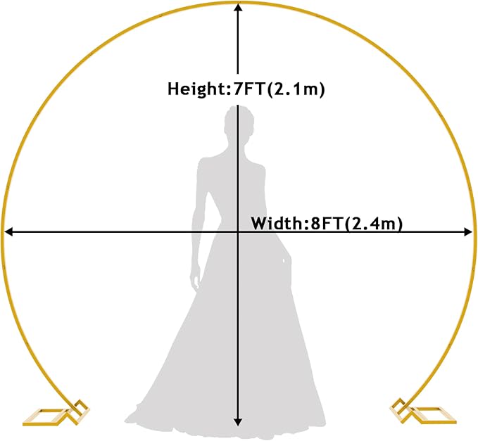Wokceer Round Backdrop Stand 8FT Gold Wedding Arch Metal Circle Balloon Arch Stand for Birthday Party Wedding Bridal Shower Anniversary Ceremony