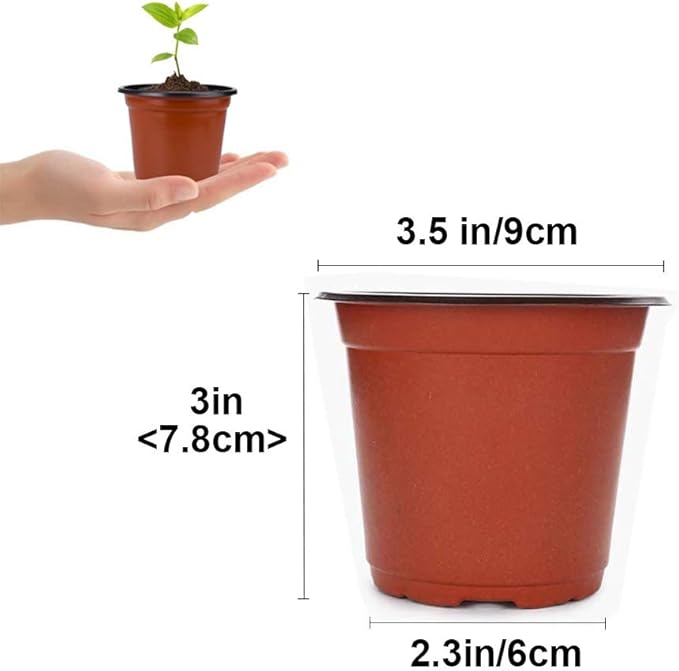 Baaxxango 100 Pcs 3.5 Inch Plastic Seedlings Plants,Nursery Pots,Seed Starting Pot for Succulents, Seedlings, Cuttings, Transplanting