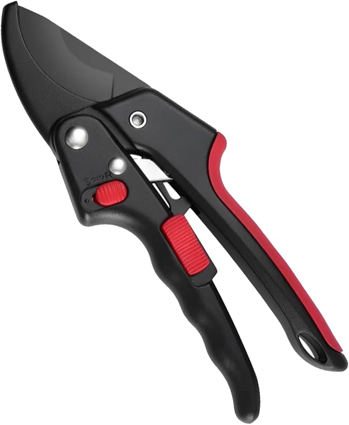 MEPEREZ Garden clippers, premium Germany pruners, Work 3 times easier, professional ratchet pruning shears, cutting rose, flower, hedge, stem, tree, Sharp gardening scissors, Arthritis weak hand snips
