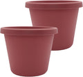The HC Companies 16 Inch Prima Round Planter Pots with Drainage Holes and Rolled Rim, Lightweight UV-Resistant Plastic Indoor & Outdoor Planters, 2-Pack Flower Pots for Garden & Home Decor, Marsala