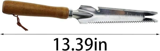 TAODAN 13 Inch Silver Stainless Steel Garden Weeding Trowel with Long Wooden Handle Drafting Tool Suitable for Transplanting Digging Planting Cutting