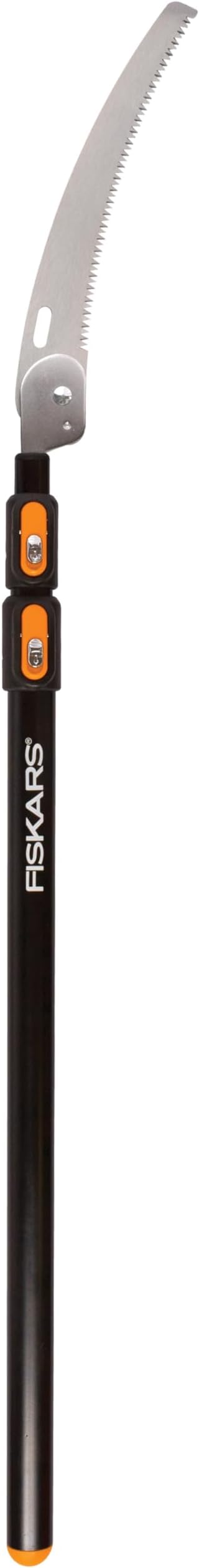 Fiskars Telescopic Pole Pruner (Extends from 3-feet to 8-feet), Hand Saw For Tree Cutting with 12-Inch Double-Grind Saw
