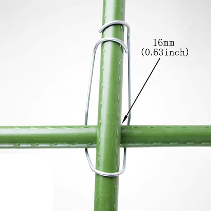 20 Pcs Garden Pile Connecting Stakes Clip, Plant Grid Clip, Connector, Galvanized Steel Clip Trellis Clips Plant Climbing Frame Buckles for Tomato Cucumber Eggplant Vegetable（16mm/0.63In）