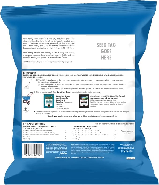 Jonathan Green (12002) Black Beauty Sun & Shade Grass Seed - Cool Season Lawn Seed (3 lb)