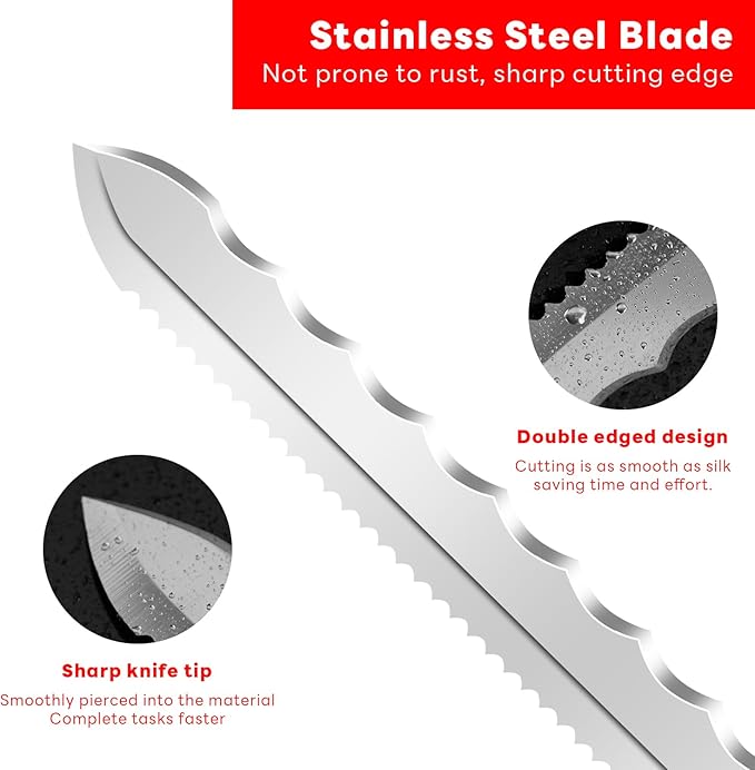 Insulation Knife - Sod Cutter Knife: stainless steel 11.14-Inch sharp blade, double side utility Lawn Repair Saw with Nylon Sheath