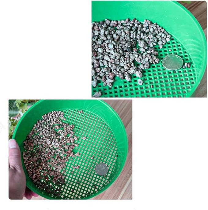 Green Round Garden Sieve Riddle Stone Sand Seedling Mesh Sieve Garden Tools For Compost Soil Stone Mesh Garden Tool Seed Sifting Sieve Planting Accessories Seed Sifting Sieve