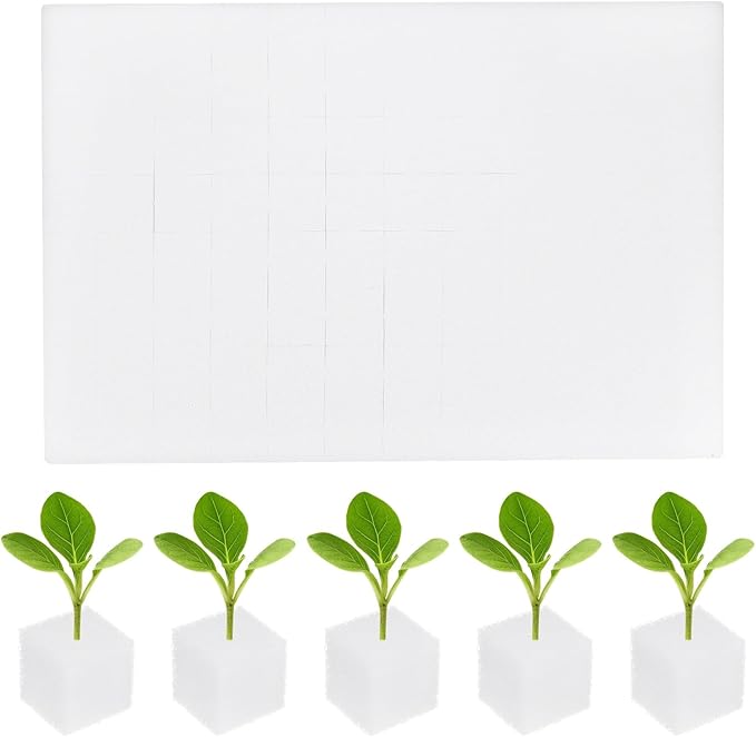 96-Pack Hydroponics Sponges, 0.98 Inch Growing Media Square Sponges for Planting Gardening Tool/Grow Seedlings/Home Vegetable Flower, Soilless Cultivation Seedling [White]