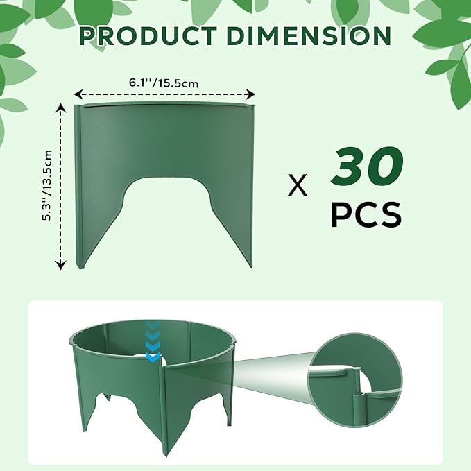 MoKo 6 PCS 10 Inch Plant Rings for Outdoor Plants, Protective Garden Edging Border for Water Retention, Reusable PVC Planting Ring for Yards, Greenhouse, Lawn, Shrubs, Vegetables, Herbs and Flowers