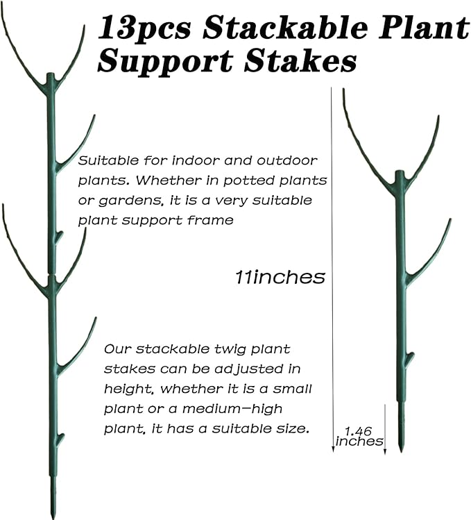 Yvpsi 12 Pack Stackable Plant Support Stakes Climbing Plant Stakes Plant Cage Support for Indoor Outdoor Monstera Plants Potted Garden Accessories