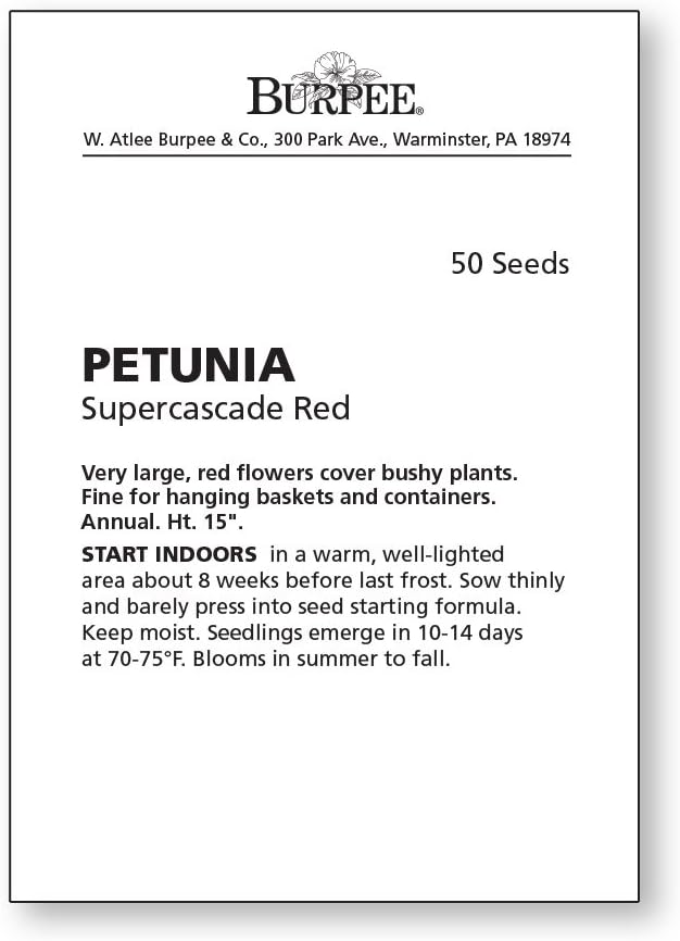 Burpee Supercascade Red Petunia Seeds 50 seeds