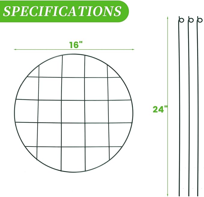 3 Pack Peony Cages and Supports 16 x 24 Inch Grow Through Plant Support Peony Support Ring for Outdoor Plants