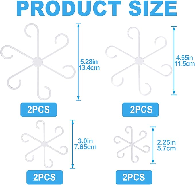 8pcs Plant Stem Support, Plastic Plant Stem Holder for Climbing Plants, 4 Sizes Reusable Houseplant Support Stakes for Orchids Peonies Marigolds Tomatoes Saplings Indoor Outdoor Use- Clear