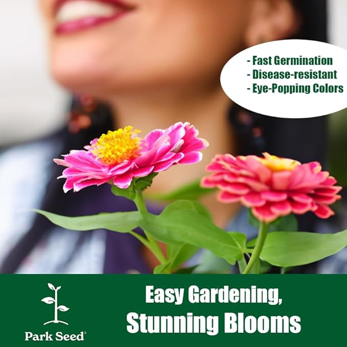 Park Seed Zinnia Flower Planting Seeds, Easy to Grow, Perfect for Spring Garden, Profusion AAS Mix, Pack of 25