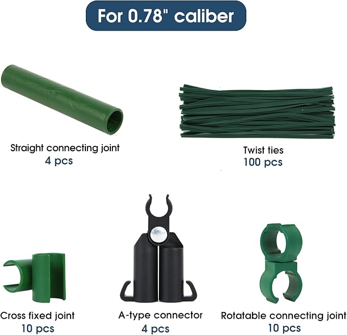 Adjustable Plant Trellis Connectors, Plastic Garden Stakes Clips for 0.78 inch Diameter Poles Connecting Joints for Tomato Cage Cucumber Teepee Climbing Plants Frame
