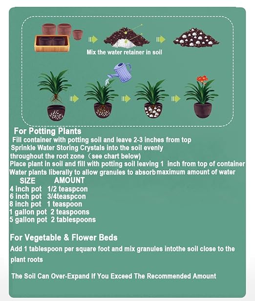 8OZ Water Storing Crystals for Plants Water Gel Helps Prevent Over and Underwatering in Outdoor and Indoor Plants Small Water Storing Polymer Crystals Keeps The Soil Moist