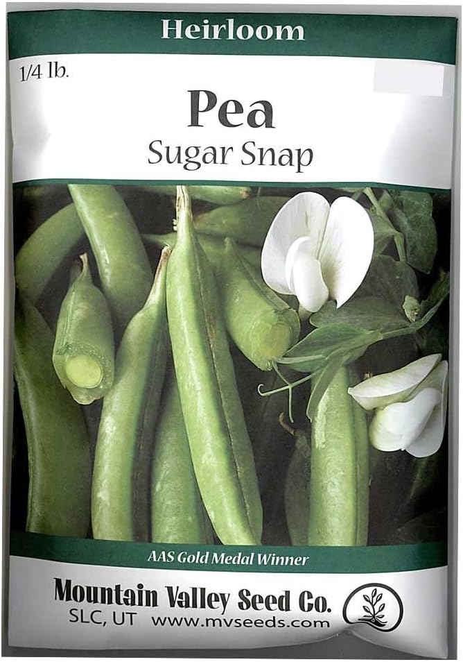 Sugar Snap Pea Garden Seeds - Non-GMO, Heirloom Vegetable Gardening Seed (4 Oz Packet)