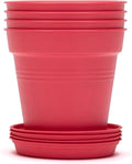 Mintra Home Garden Pots 4pk - Flowers, Herbs, Plants, Indoor, Outdoor, Colorful, Wholesale, Bulk (Coral, 11cm Diameter (4.3in))