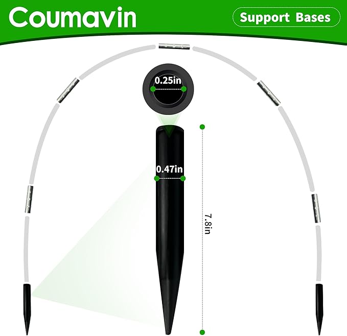 8FT Rust-Free Fiberglass Garden Hoops -36 PCS DIY Grow Tunnel Kit for Raised Beds, Row Cover Support with Connectors/Clips, Year-Round Plant Protection from Frost, White