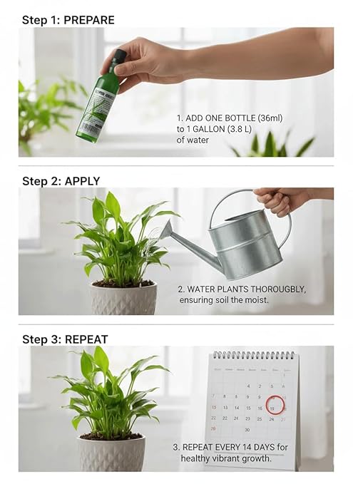 Super Green Bamboo & Plant Fertilizer – All-Purpose Liquid Plant Food, 12 Bottles (36ml Each)