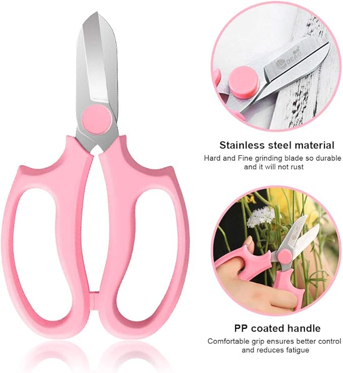 4PCS Garden Pruning Shears Scissors Kit, Rose Thorn Remover, Tree Pruner Hand Tools, Cordless Trimmer & Floral Gloves for Gardening Flower Arrangement