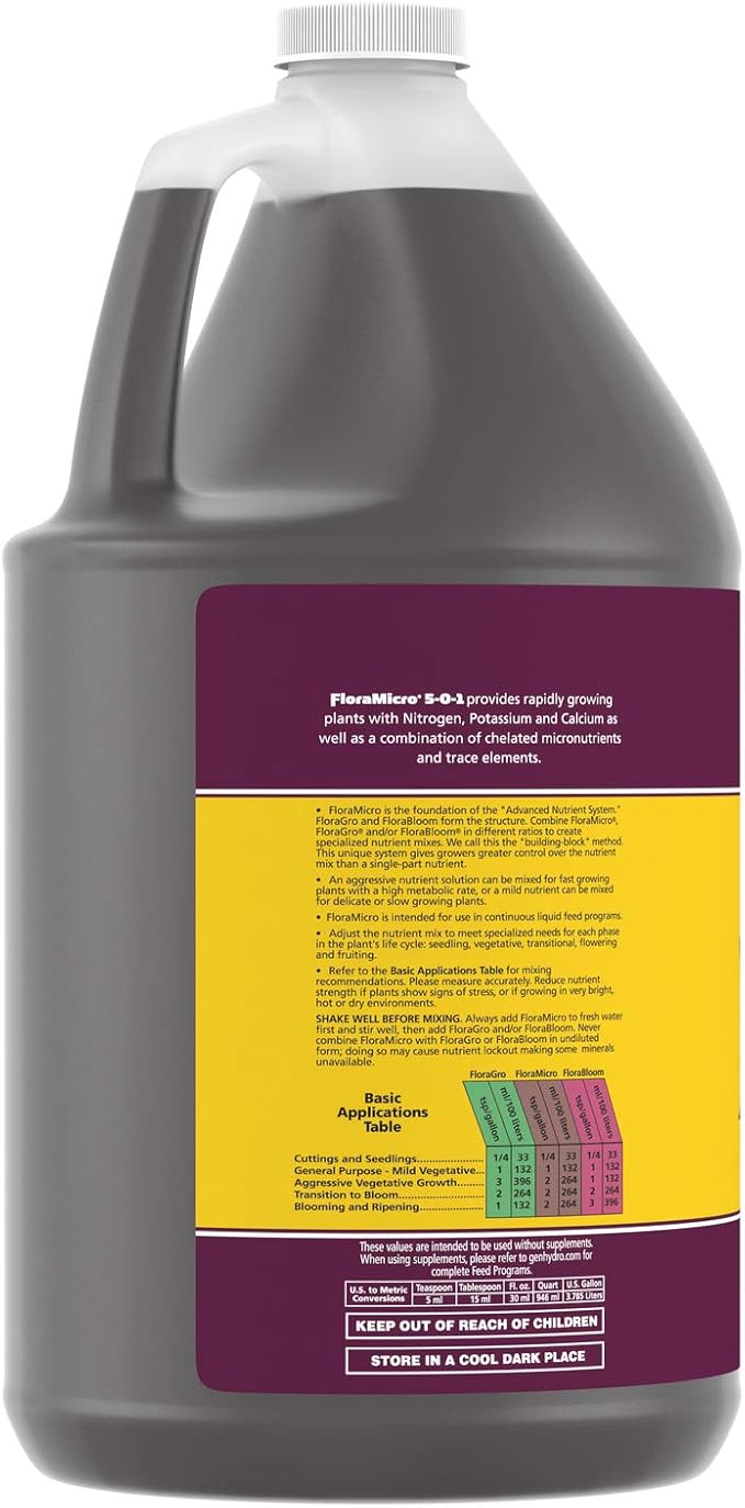 General Hydroponics 718125 Flora Micro, 1 Gallon