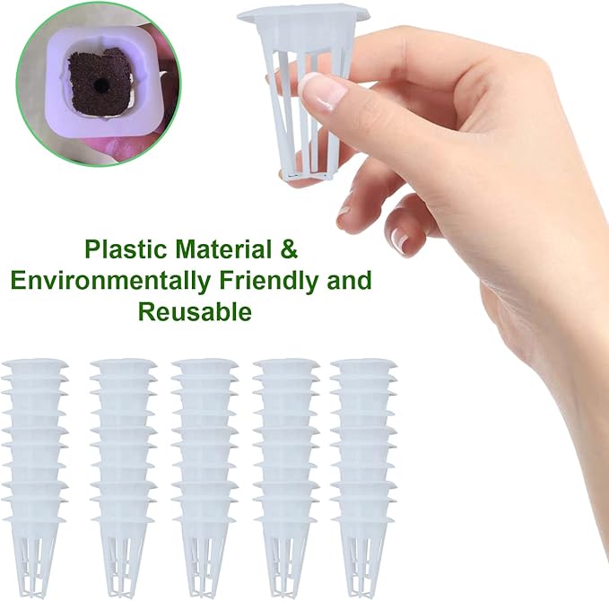 50pcs Square Grow Baskets for Indoor Hydroponics Supplies, Hydroponics Growing System Plant Seed Pods Compatible with Partly QYO, LYKO,Idoo Hydroponic Garden System(Square