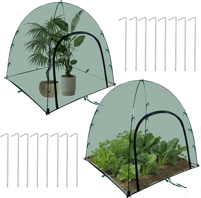 2pack Large Mesh Plant Cover Tent, 36x36x37Inches Pest Guard Cover, Insect Bird Barrier Netting Outdoor Plant Enclosure, Garden Net Cage Plant Protector Pest Protection Guard for Fruit Vegetables