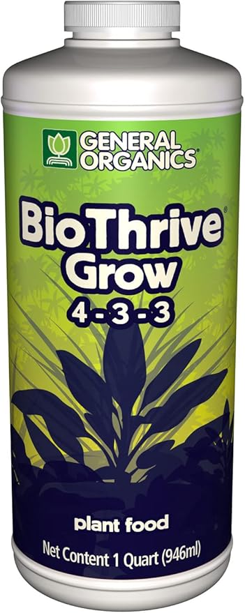 General Hydroponics General Organics BioThrive Grow, Plant Food, 4-3-3, 1 qt.
