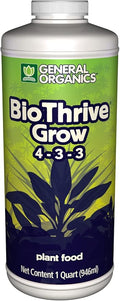 General Hydroponics General Organics BioThrive Grow, Plant Food, 4-3-3, 1 qt.