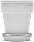 Mintra Home Garden Pots 4pk - Flowers, Herbs, Plants, Indoor, Outdoor, Colorful, Wholesale, Bulk (White, 19cm Diameter (7.5in))