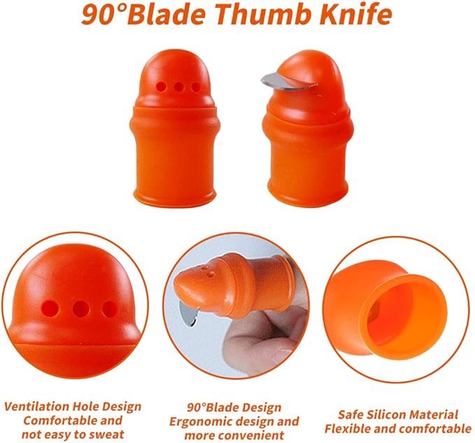 YBB 12 Pcs Gardening Silicone Thumb Knife Harvesting Tool, Separator Finger Plant Fruit Picking Knife Garden Tool (S)