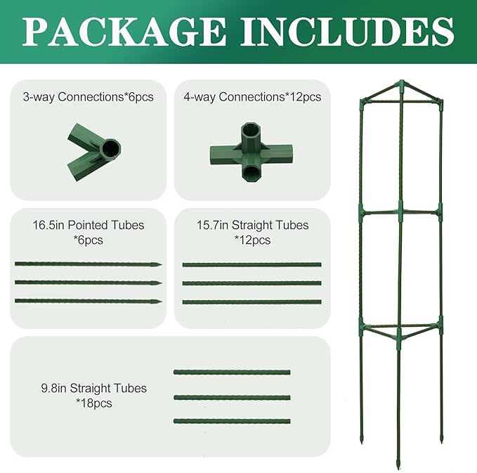 Tomato Cages for Garden,4 Pack 50in Tall Tomato Plant Support Stakes Adjustable Heavy Duty Steel Plant Tower Stakes, Updated Cucumber Trellis Garden Cages for Climbing Plants Vegetable Flowers